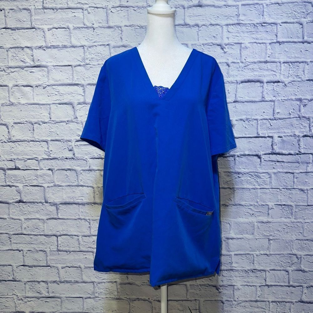Figs royal blue scrub top xl